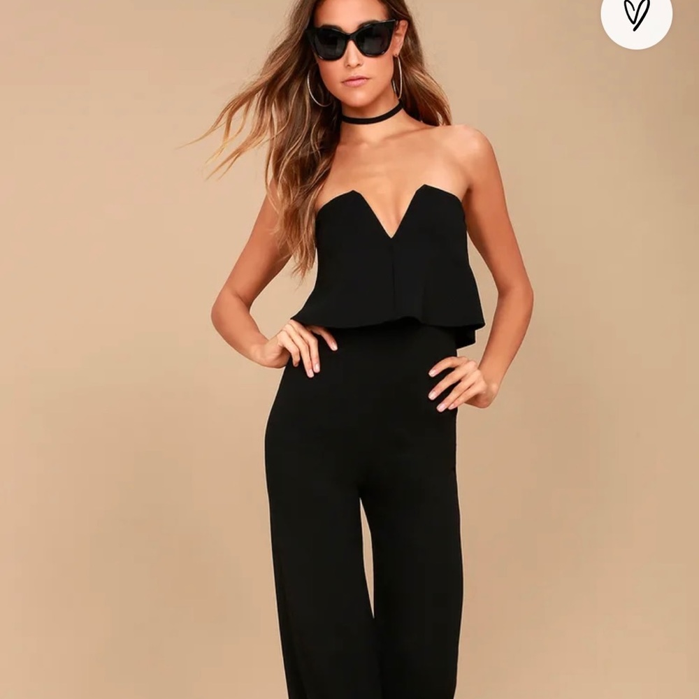 Lulus Power of Love Black Strapless Jumpsuit Size S